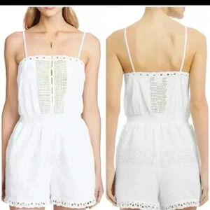 Kisuii Elinor White Smocked Romper Large